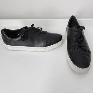 Vince Black Smooth Leather Lace Up Flat Sneakers Trainers 41 10